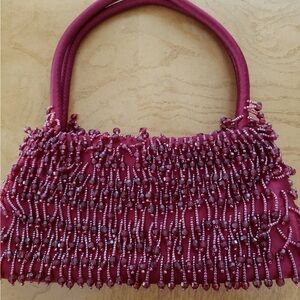 Elegant Beaded Burgundy Handbag
